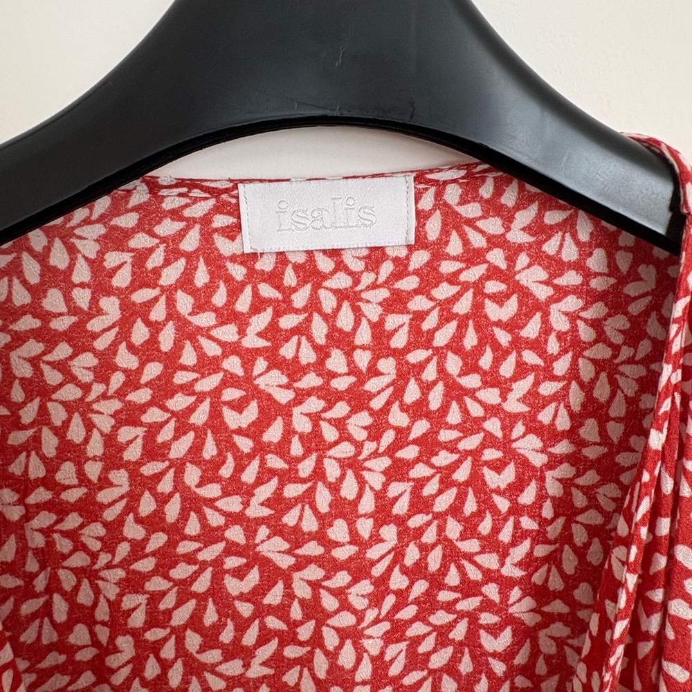 Isalis printed red & white dress in good condition. Ties on the inside to cinch - Picture 6 of 6